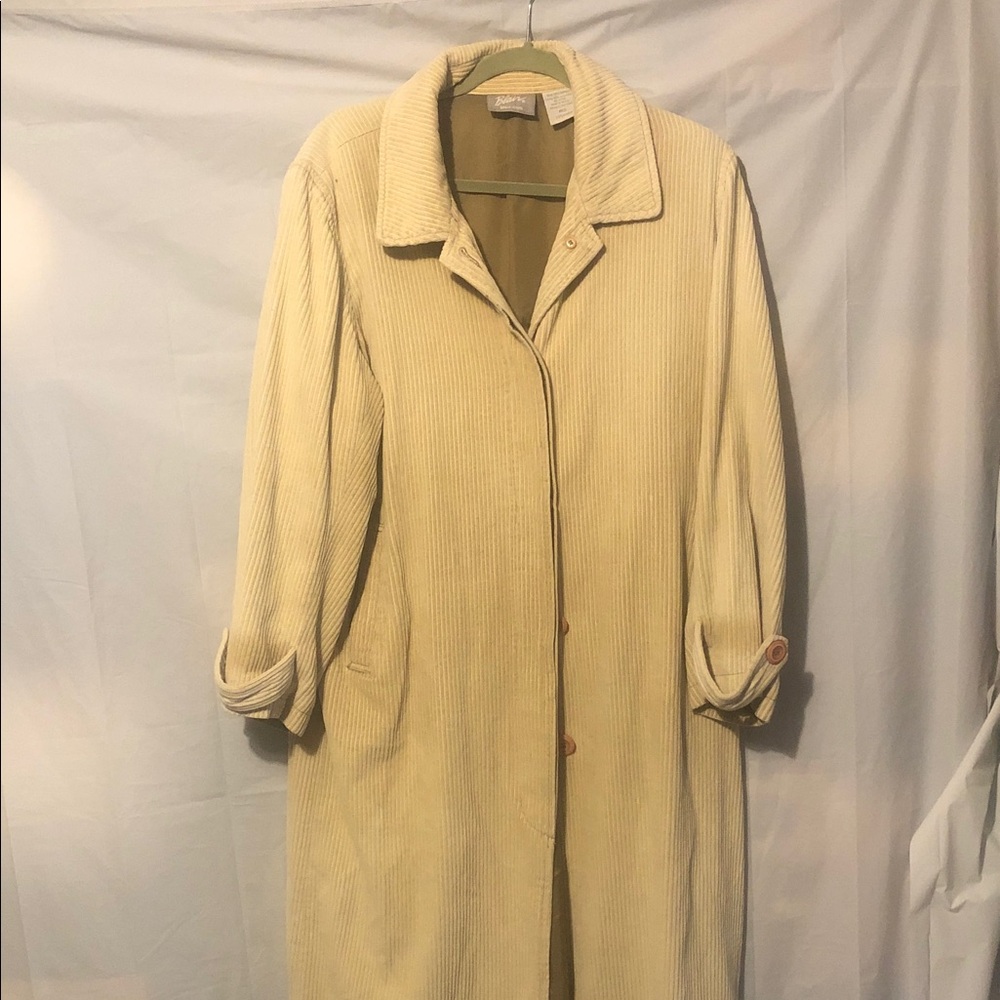 Blair Vintage Cream Long Cotton Corduroy Coat